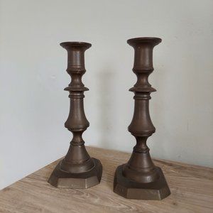 Vintages Brass Candlestick Holders (Pair)